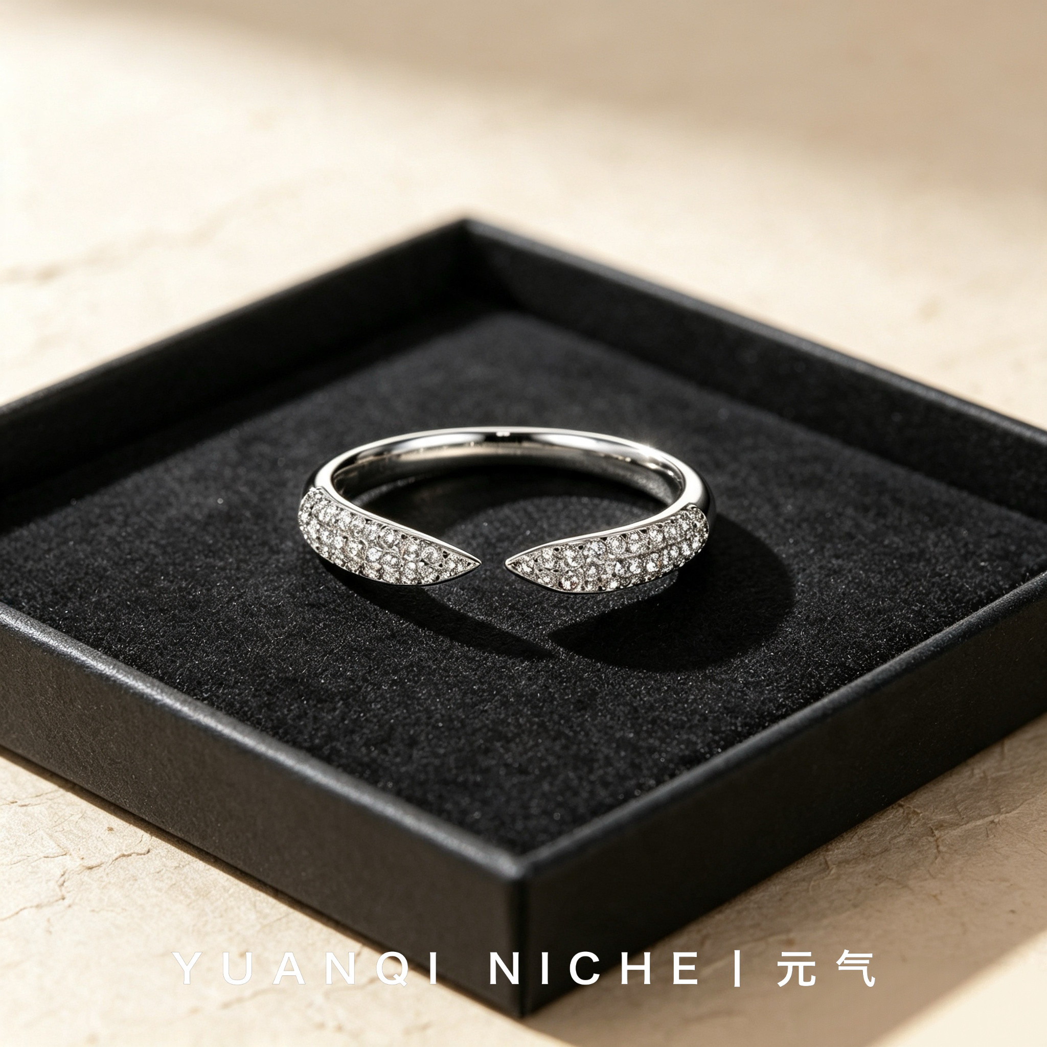 设计师款莫桑钻蛇形戒指S925纯银小众设计高级感轻奢开口满钻尾戒