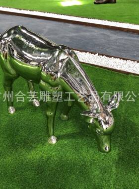 不锈钢鹿雕塑公园草坪仿真鹿镜面水景装饰品创意艺术摆件厂家直销