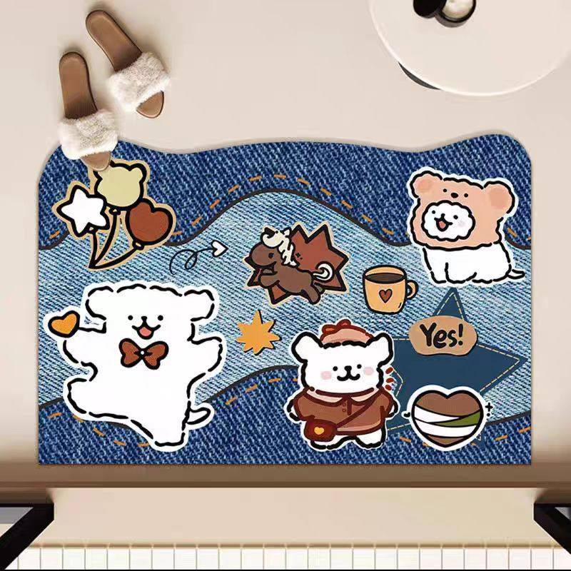 硅藻泥浴室地垫卡通可爱牛仔风脚垫卫生间吸水速干地垫防滑脚垫,居家布艺,家用脚垫,淘宝优惠券,粉丝福利购,淘宝优惠卷