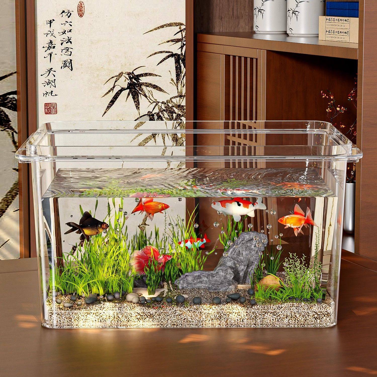 2025透亮玻璃桌面微型鱼缸办公室装饰小清新金鱼缸宠物乌龟容器,宠物/宠物食品及用品,桌面缸,淘宝优惠券,粉丝福利购,淘宝优惠卷