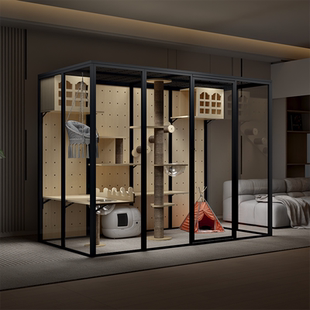 猫别墅家用豪华大型猫笼室内猫屋猫舍定制猫咪别墅全景玻璃猫房子