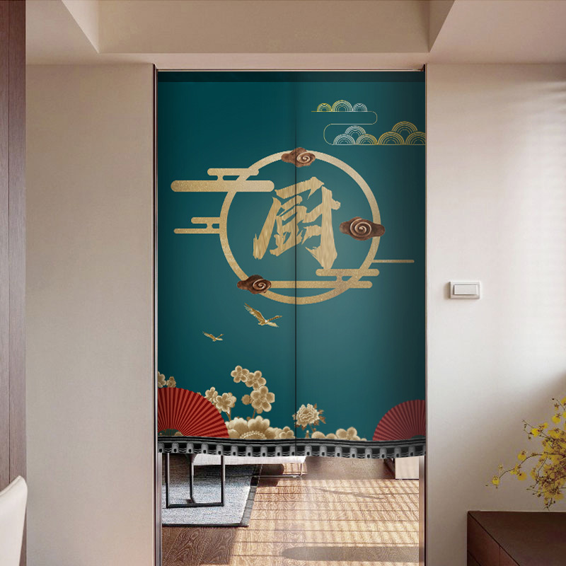 厨房门帘隔断帘后厨防油烟专用遮挡商用半帘布挂帘子餐饮饭店定制