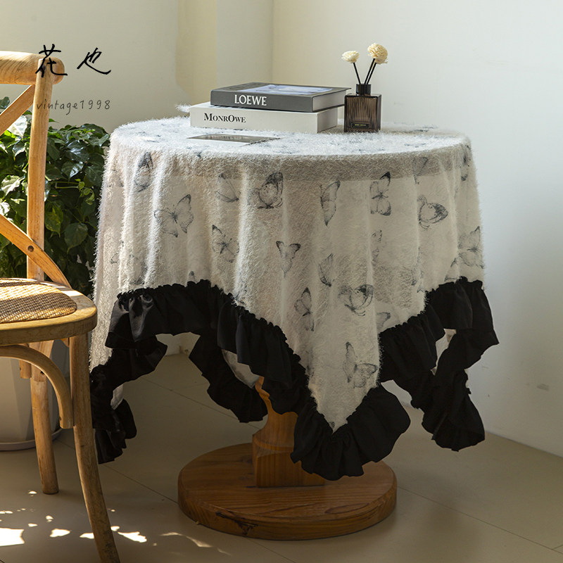 花也荷叶边桌布法式浪漫复古2025新款高级感圆桌茶几桌布盖巾布艺,居家布艺,桌布,淘宝优惠券,粉丝福利购,淘宝优惠卷