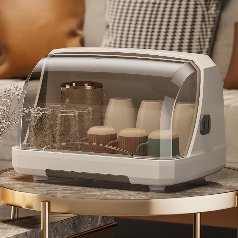 茶具收纳盒办公室带盖杯子置物架防尘桌面茶杯托 托盘沥水杯架子