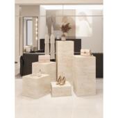 地板展示台石灰华柱方形模型展台底座圆形服装 店橱窗展示饰品高架