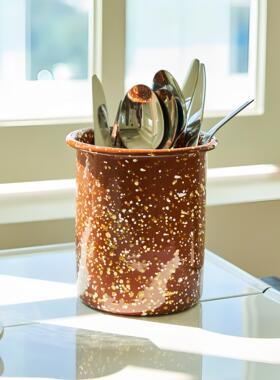 韩国代购eding搪瓷泼墨餐具套装小众餐盘水杯覆古珐琅盘子小奶锅