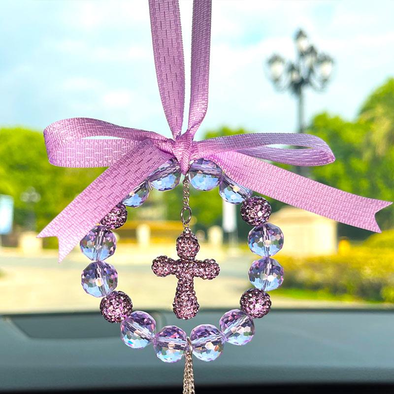 十字架汽车后照镜挂件挂饰吊坠车内装饰品女士送家人姊妹结婚礼物