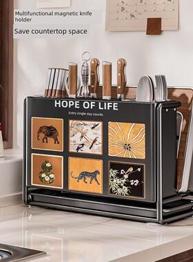 德国Qsg中世纪风格刀架收纳架厨房壁挂式筷子和砧板架集成厨刀收