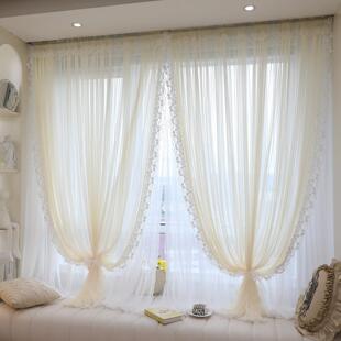 法式双层蕾丝纱幕诗画客厅阳台家装门帘定制