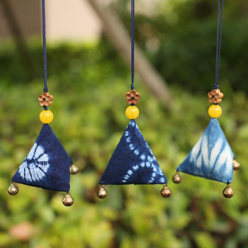 手工扎染布香包 中国风桃木艾草艾叶驱蚊香囊diy材料包随身挂件