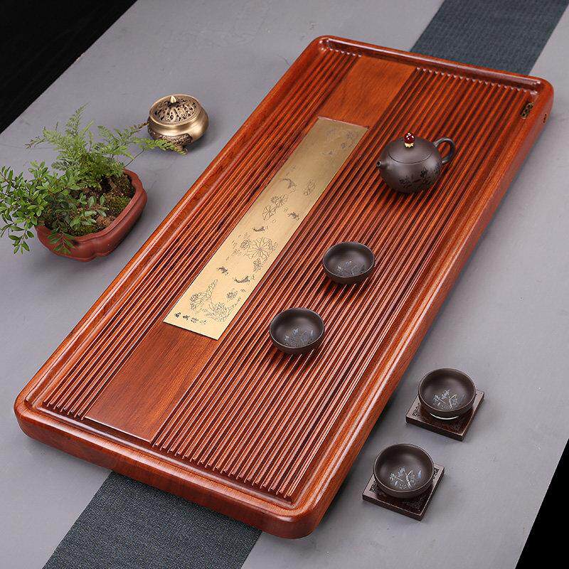 花梨木整块原木茶盘实木家用茶海功夫茶具红木排水大小号茶台托