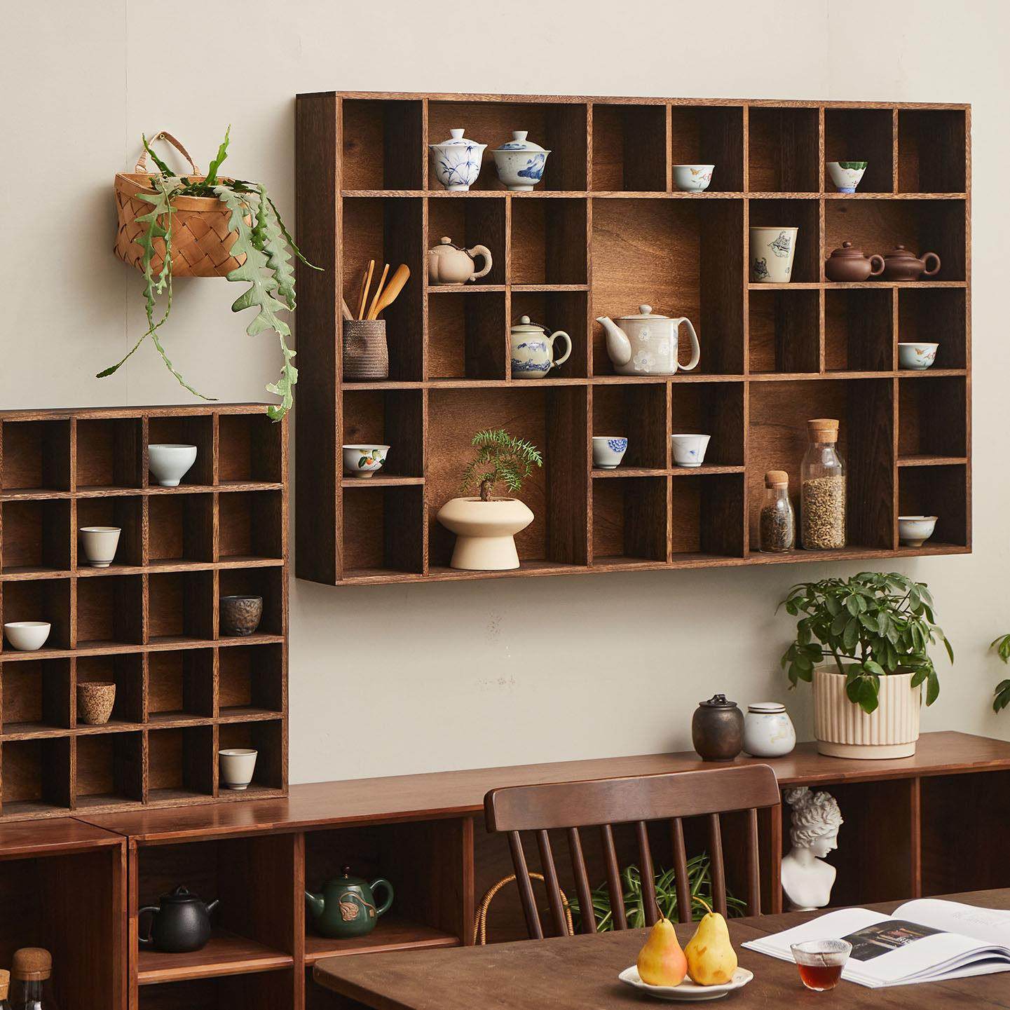 实木博古架挂墙展示架 茶室多宝格架可定制,住宅家具,多宝格/博古架,淘宝优惠券,粉丝福利购,淘宝优惠卷
