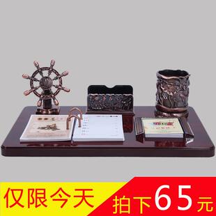 2026高档商务日历领导办公桌笔筒摆件木质红木台历架创意礼品定制