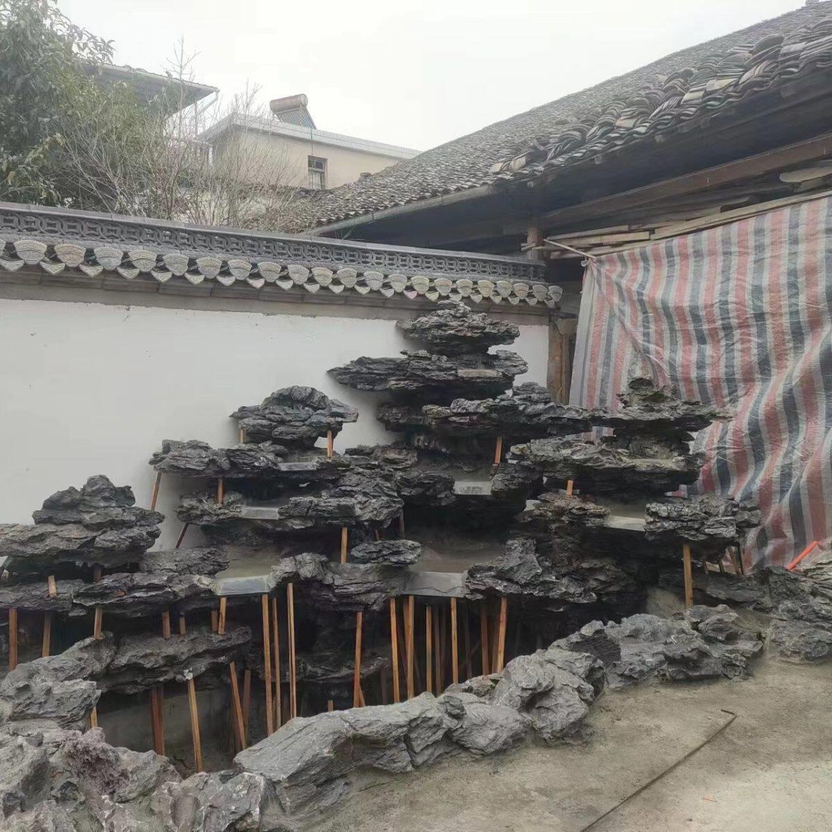 大型花园庭院造景石头上门做鱼缸鱼池景观假山阳台室外装饰