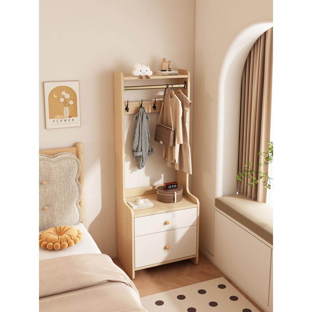 床头柜挂衣架一体储物柜卧室衣帽架带柜子次净衣服挂架落地式小型,住宅家具,衣帽架,淘宝优惠券,粉丝福利购,淘宝优惠卷