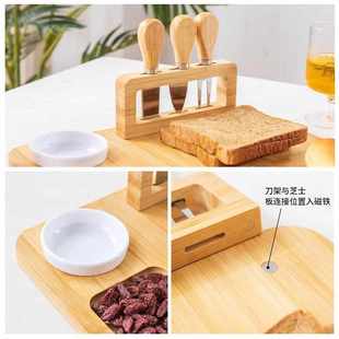 竹制芝士板餐具套装创意木制奶酪板带刀叉西餐盘蔬菜水果面包砧板