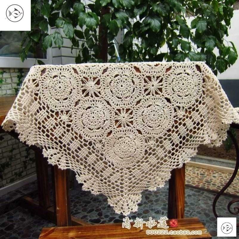 镂空钩针钩花沙发巾 手工纯棉编织桌布 怀旧r覆古万能盖巾 正方形