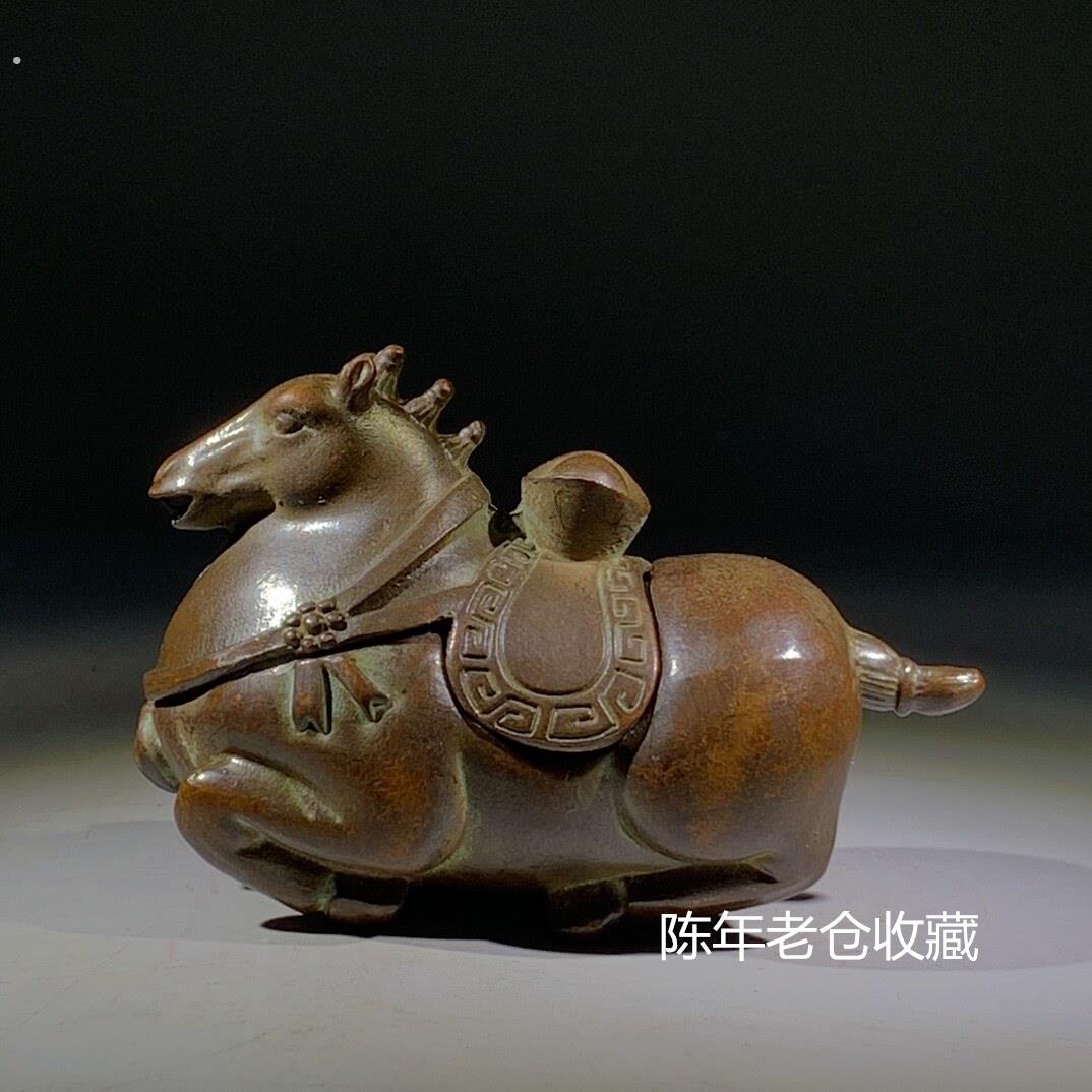 明清古典老货收藏老物件古董文玩铜器铜塑唐马生肖马装饰摆件