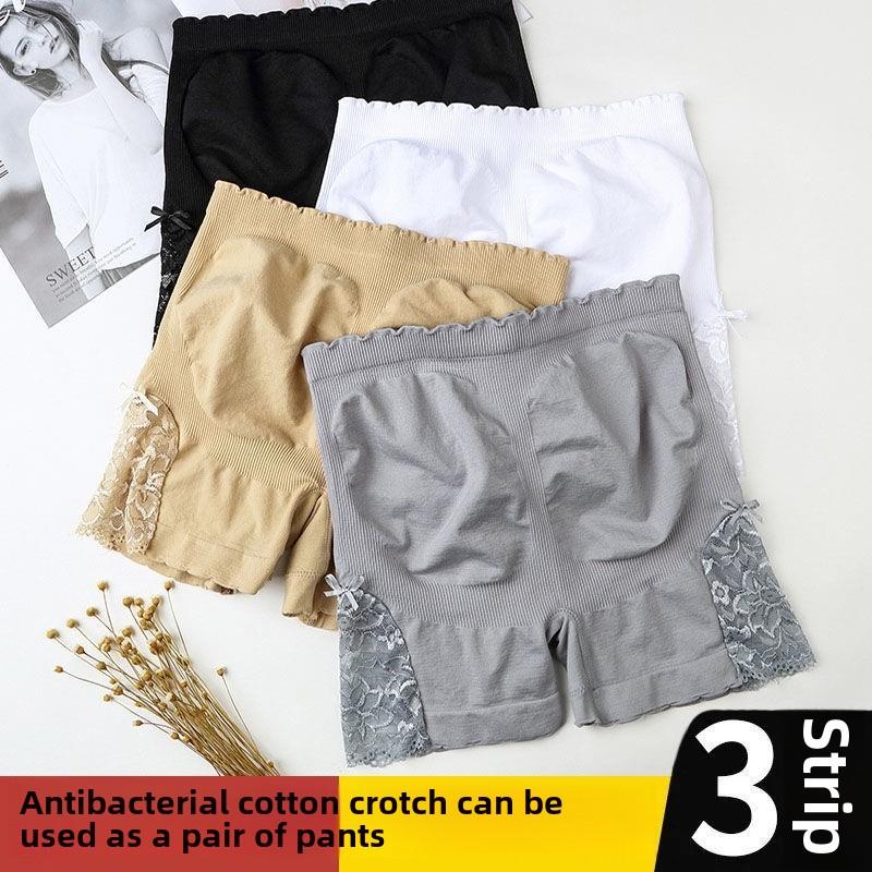 夏季蕾丝安全女裤，防暴露，薄，大尺寸打底裤，韩式高腰，收腹，