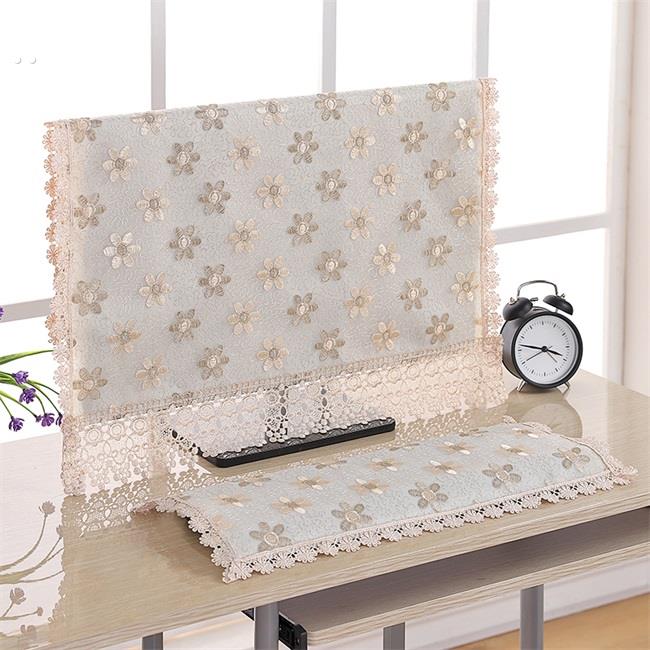 24寸21蕾丝双层电脑防尘罩套台式液晶显示器键盘盖巾布主机保护套