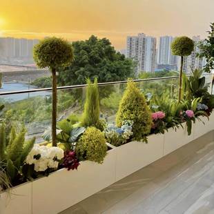 户外不锈钢定制花箱阳台种植箱广场商业街长方形花盆铁艺成品花坛