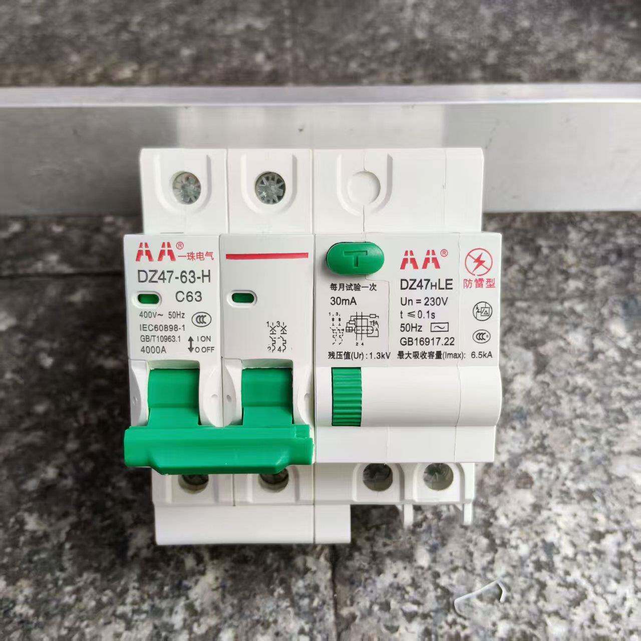 AA一珠防雷型漏电保护器2P63A32a断路器带空气开关DZ47家用电漏保