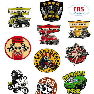 fireriders贴纸摩托车电动车头盔半盔贴纸卡通