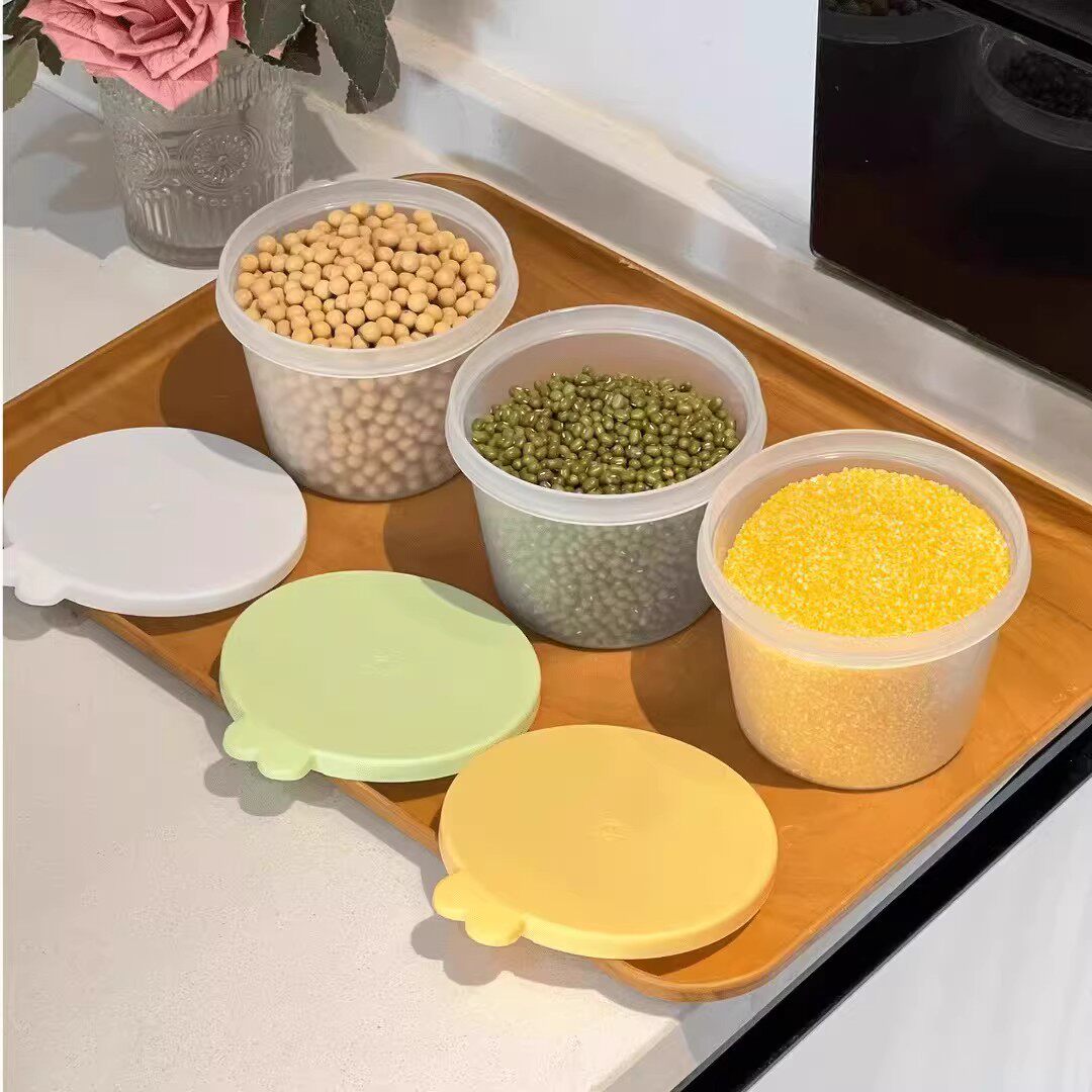 家用冰箱食物收纳盒塑料储物整理盒厨房圆形收纳盒简约厨房收纳盒