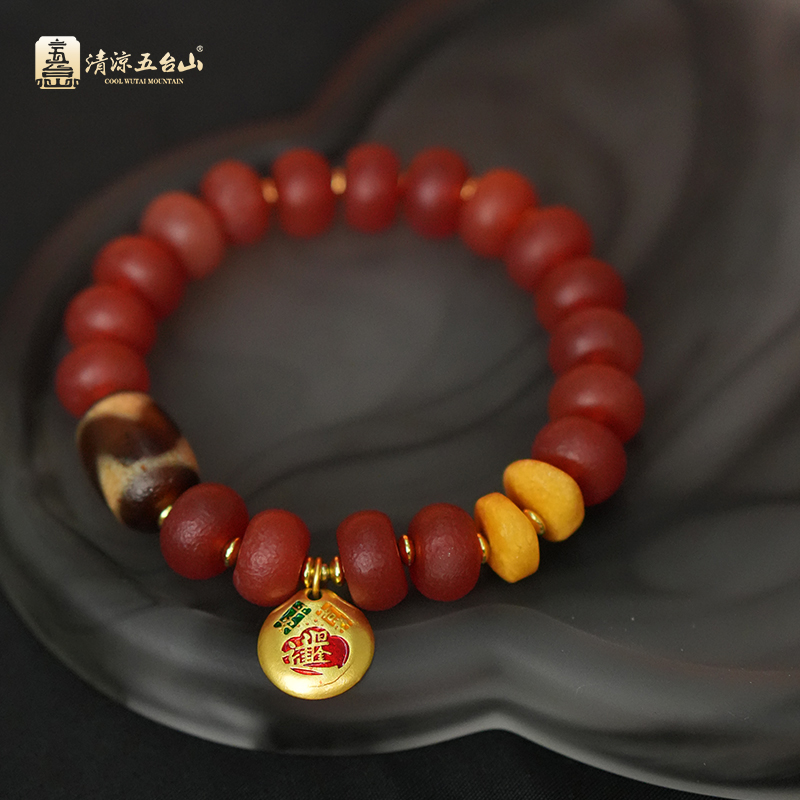 五台山藏传老料玛瑙蜜蜡手串