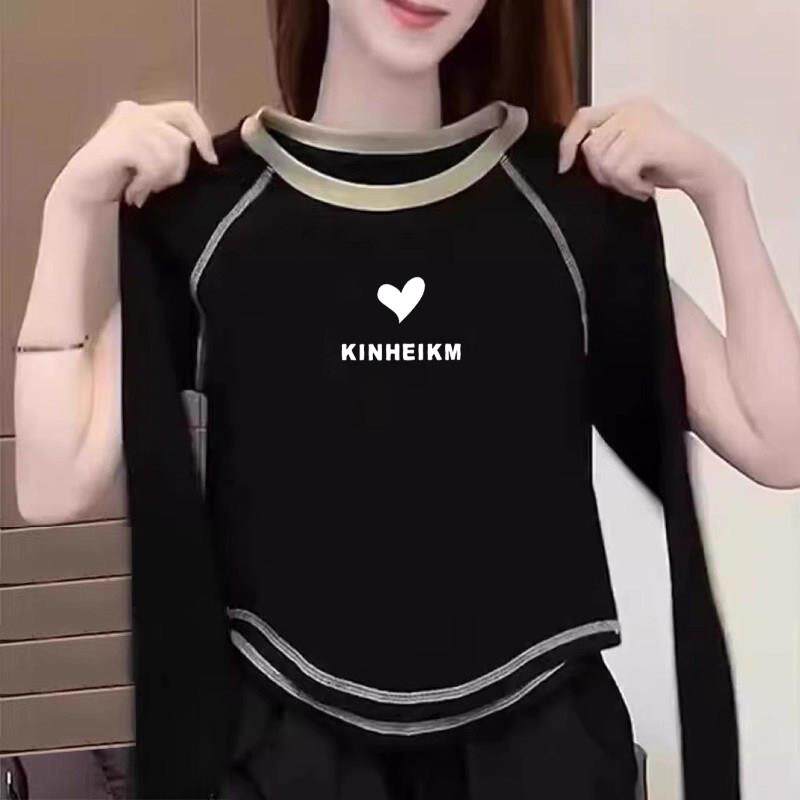 女童韩版纯棉长袖T恤春秋装儿童爱心修身打底衫字母上衣女孩秋冬