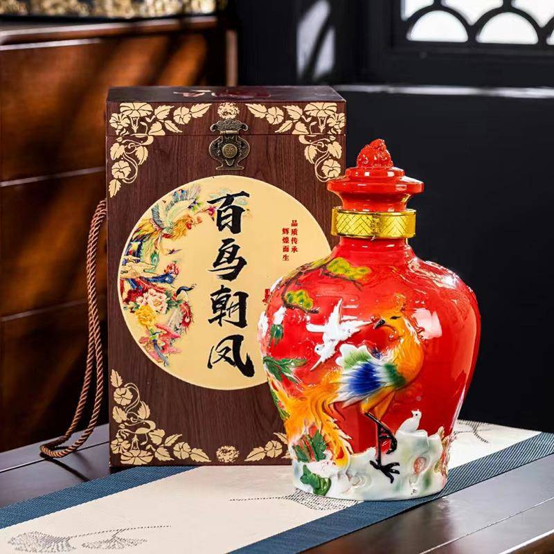 MEB罐仿古酒坛空酒瓶百鸟0朝凤用家密封酒酒坛子5斤1斤装
