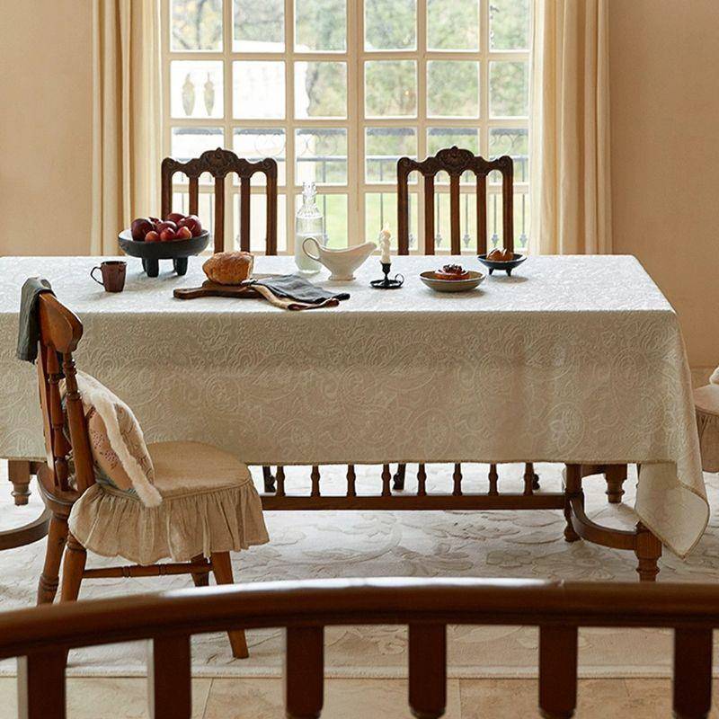 居客餐家桌布立体pCE2jKXC围提花防水纯色简约氛厅感长方形盖布