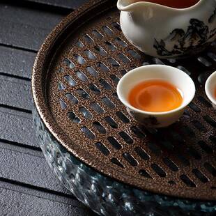 托盘简壶承圆形干泡台易简约茶具高端茶茶 小型盘家用沥储茶盘水式