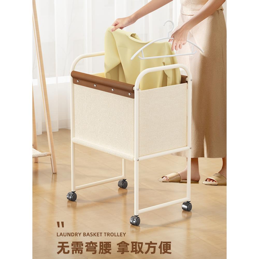 脏衣篓复古脏衣篮家用洗衣篮可移动脏衣收纳小推车大容量衣篓