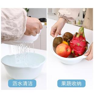 进口家用厨房洗水果洗菜淘米沥水用品可重叠沥水 沥水篮6件套日式