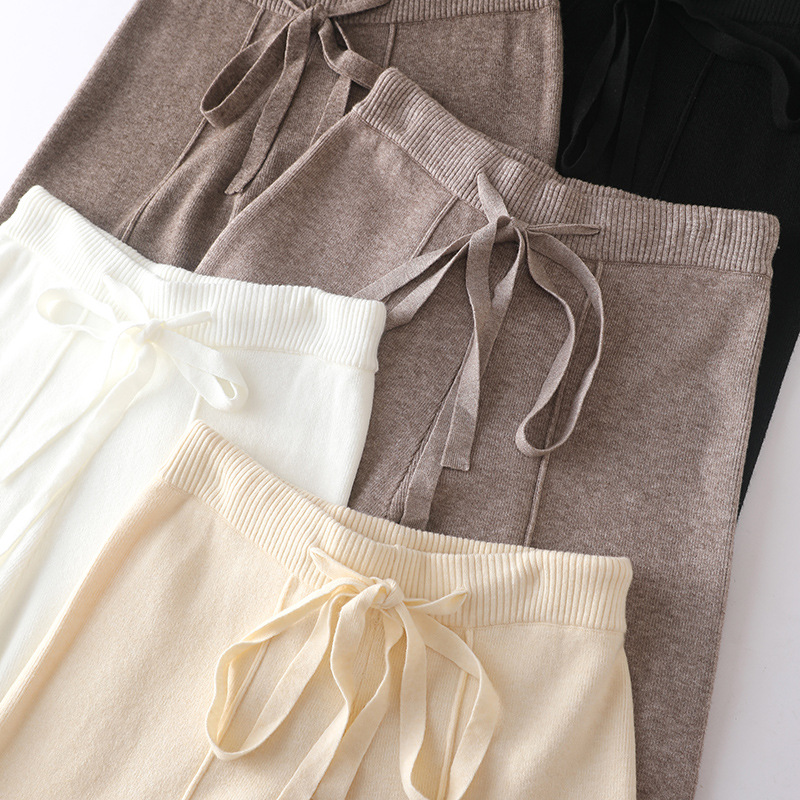 女裤秋冬安迪绒高腰宽松显瘦休闲宽腿直筒垂感拖地外穿针织阔腿裤