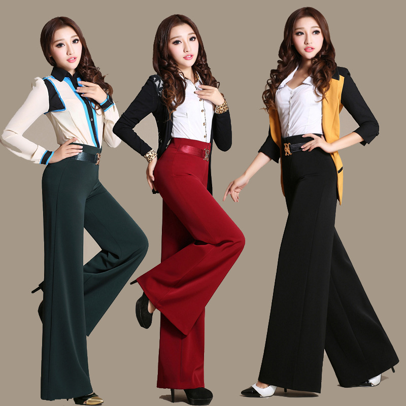 春秋高腰宽阔腿裤女春夏肥腿大脚喇叭裤跳舞蹈裙裤垂感甩裤长裤子