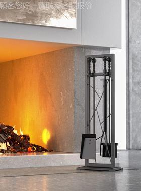 工壁炉工具燃烧架收纳铁架整理支摆放立式木炉具支架锻TQ112316手