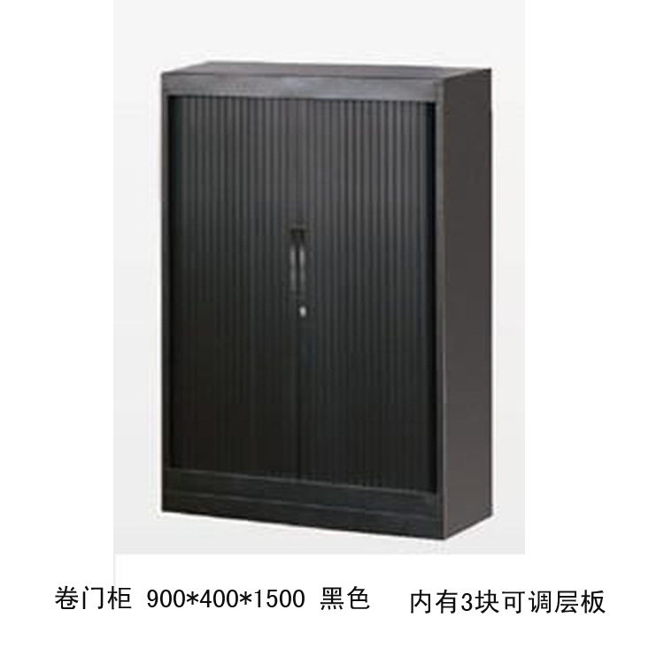 上海钢制卷门文件柜 铁皮卷帘门文件柜 白色黑色办公卷门矮柜高柜图片