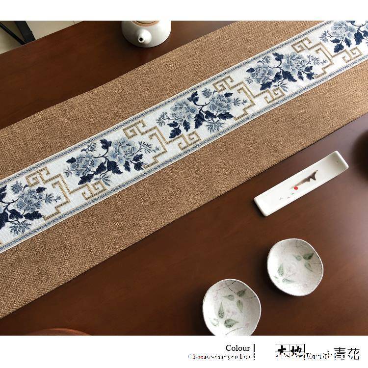 新中式禅意席餐桌桌中国风布艺茶茶旗茶旗电视柜茶HEB几桌桌布茶