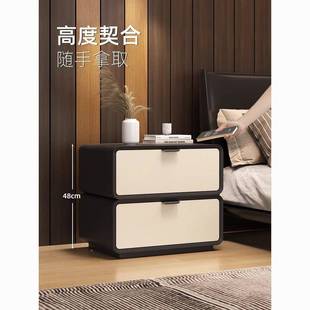 床全实木头柜SDU简约现代小型轻奢奶油风头纳收卧床室家用储物床