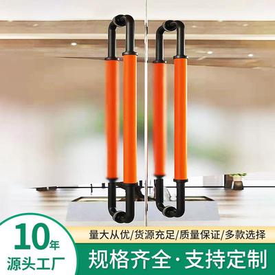 新中式不店门锈皮钢拉手EYV皮革大把手仿古复古酒玻璃门推拉木门