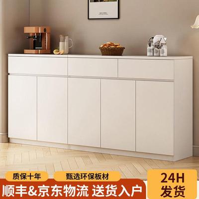 实木餐边柜奶油风2025新款餐厅靠墙一体储物柜客厅茶水柜白色橱柜