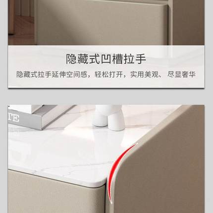 全实木简约现代床头柜皮质两抽公寓民宿酒店客房卧室带锁床边摆柜