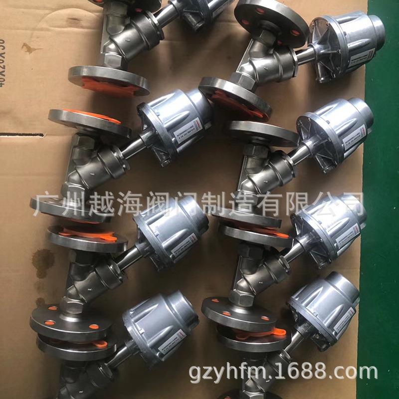 304不锈钢内螺纹法兰气动角座阀门Y型耐高温气控蒸汽阀门排气DN15