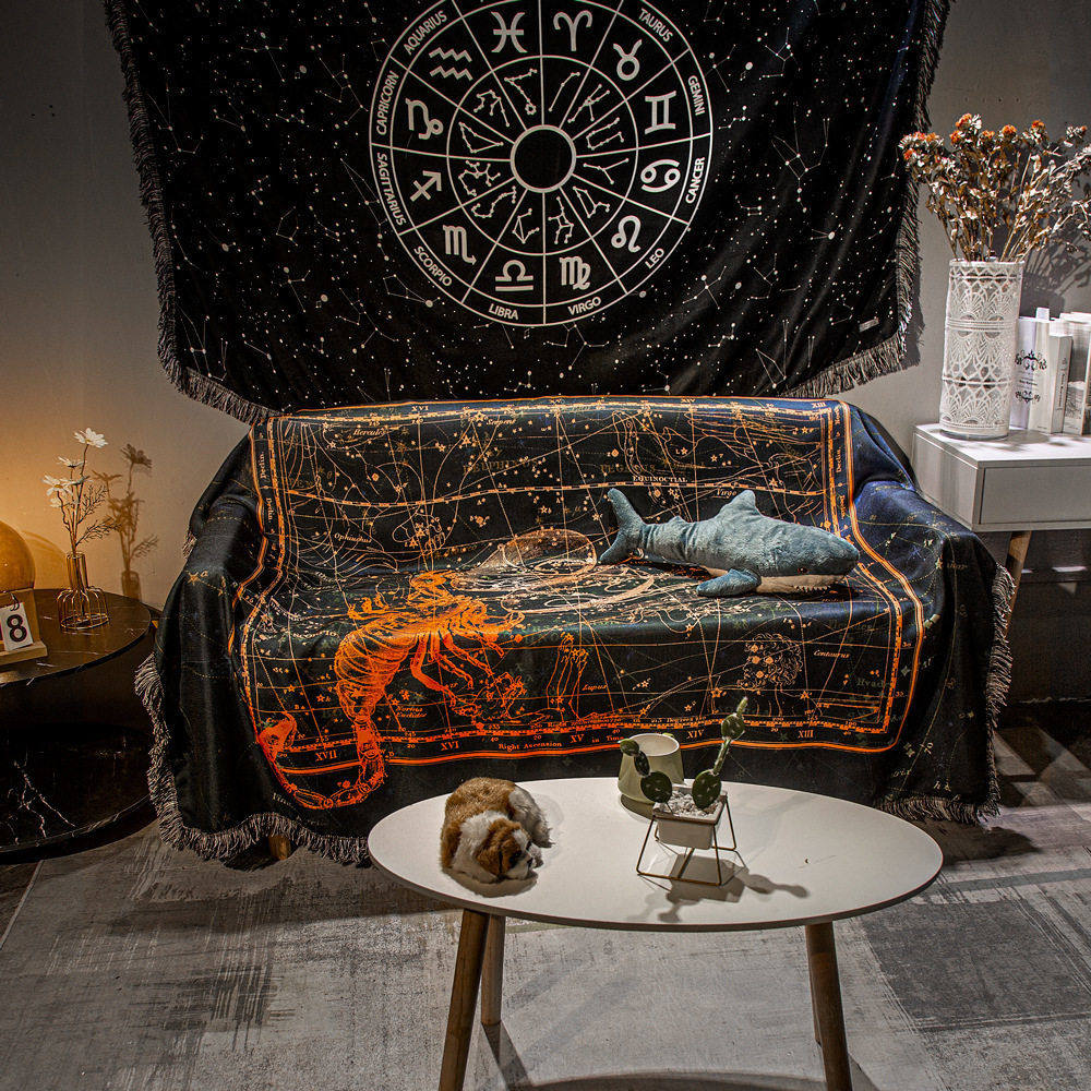 欧美热卖沙发巾个性天蝎座暗黑系沙发垫防滑耐脏沙发盖布