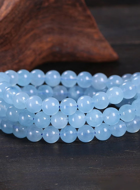 天然魔鬼蓝海蓝宝水晶手链 冰种原石海蓝宝三圈水晶手串饰品批发