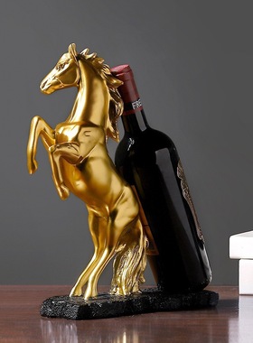 轻奢金马红酒架支架马到成功客厅酒柜家居装饰摆件树脂工艺品