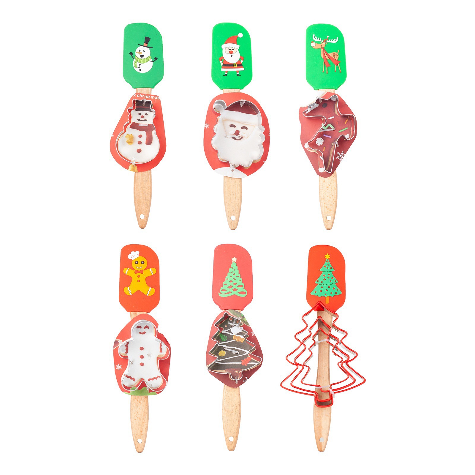 跨境不锈钢饼干模具姜饼人圣诞树抹刀圣诞节儿童DIY烘培工具套装