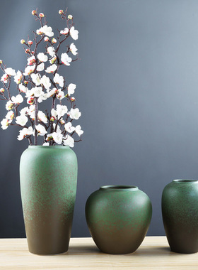 现代简约干花鲜花瓶陶瓷花插花器客厅玄关酒柜花瓶家居摆件手工